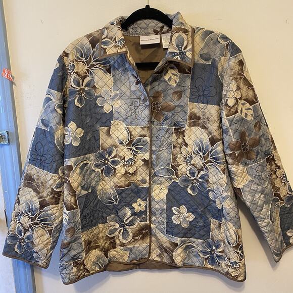 AlfredDunner Silk Patchwork Floral Multicolor Button Quilted Grannycore Jacket10 - Picture 1 of 8